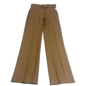 J. Crew Wide Leg Belted Pants Tan Neutral Career Office High Waist 28x33 FLAW